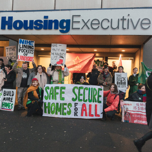 CATU Housing activists protest outside NIHE office in Belfast